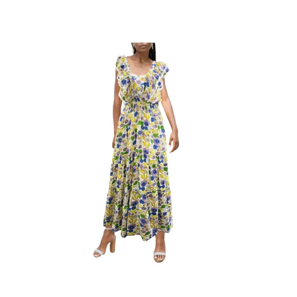 Barok Paris Dress Floral Ruffle midi size Small S